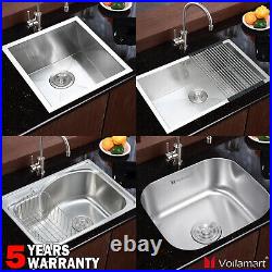 Voilamart Stainless Steel Kitchen Sink Square Single Bowl Drainer Waste Kit