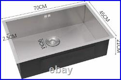 Warmiehomy Single Bowl Inset and Undermount Kitchen Sink 70cm L x 45cm W