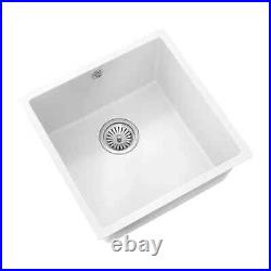 White Comite single bowl inset or undermounted kitchen sink 440mm x 440mm 211mm