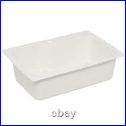 White Swanstone Dual Mount Composite 33x22x10 1-Hole Single Bowl Kitchen Sink